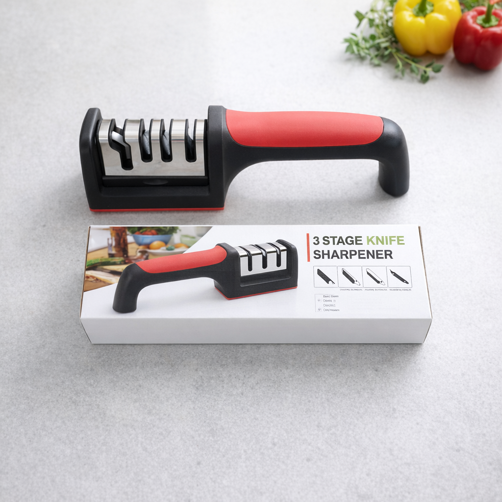 SharpEdge Pro™ 3-Stage Knife Sharpener | Professional Manual Kitchen Sharpening Tool
